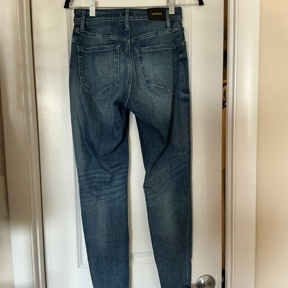 Express High Rise Blue Jeans - Picture 2 of 4